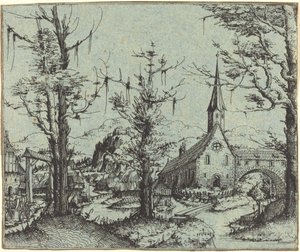 Landscape with a Village Church by Augustin Hirschvogel