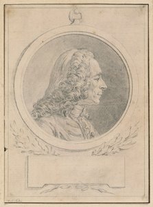 Portrait of Voltaire, after His Bust by Jean-Baptiste Lemoyne II by Augustin de Saint-Aubin