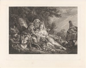 Vertumnus and Pomona in a Park Landscape by Augustin de Saint-Aubin
