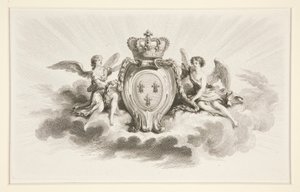 Royal Crest with Fleurs de Lis Flanked by Angels, 19th century reproduction