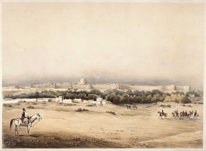 Sir Charles Napier in the foreground followed by his escort of Scinde horse, Hyderabad, c.1850