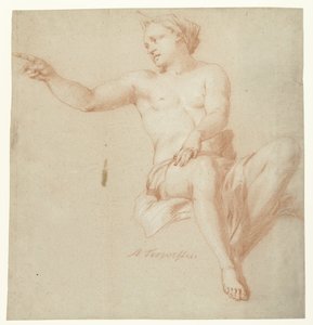 Seated Female Nude by Augustinus Terwesten (I)