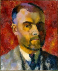 Self-Portrait Against a Red Background