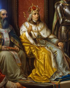 Frederick III, being pressed to march against Turks by Trieste poet Raffaele Zovenzoni, (detail) by Augusto Tominz
