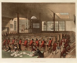The Post Office, c1808 by Augustus Charles Pugin, Thomas Rowlandson