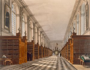 Interior of Trinity College Library, Cambridge, from The History of Cambridge, engraved by Daniel Havell (1785-1826), pub. by R. Ackermann, 1815