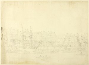 Study for Custom House, from the River Thames, from Microcosm of London by Augustus Charles Pugin
