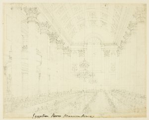 Study for Egyptian Hall Mansion House, from Microcosm of London by Augustus Charles Pugin
