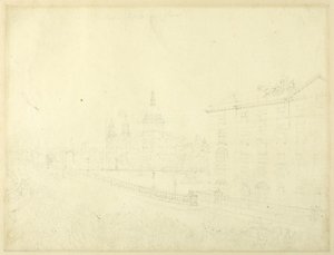 Study for Fire in London, from Microcosm of London by Augustus Charles Pugin
