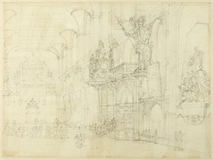 Study for Guild Hall, from Microcosm of London by Augustus Charles Pugin