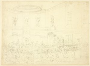 Study for India House, the Sale Room, from Microcosm of London by Augustus Charles Pugin
