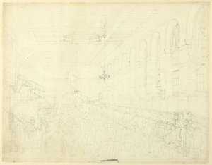 Study for The Long Room, Custom House, from Microcosm of London by Augustus Charles Pugin