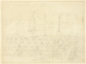 Study for The Post Office, from Microcosm of London by Augustus Charles Pugin