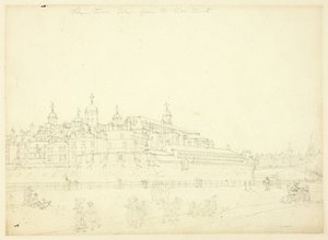 Study for The Tower Taken from the New Mint, from Microcosm of London by Augustus Charles Pugin