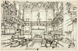 Study for Whitehall Chapel, from Microcosm of London by Augustus Charles Pugin