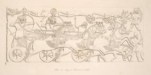 Assyrian Warriors in battle, from Monuments of Nineveh by Austen Henry Layard