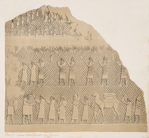 Captives and part of the Walled City (Kouyunjik), illustration from Monuments of Nineveh, 1858
