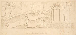 Fugitives crossing a river to a Castle, from Monuments of Nineveh by Austen Henry Layard