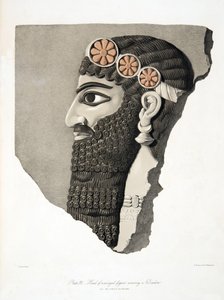Head of a winged figure wearing a Diadem, from Monuments of Nineveh by Austen Henry Layard