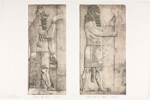 Monuments of Ninevah: Plate 6, Fish-god (Nimroud); Figure near an Entrance (Kouyunjik) by Austen Henry Layard
