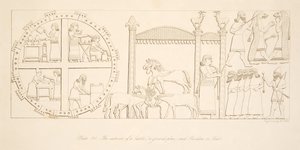 The interior of a Castle and Pavilion or Tent, from Monuments of Nineveh by Austen Henry Layard