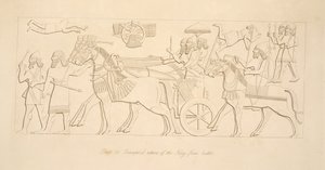 Triumphal return of the King from battle, from Monuments of Nineveh by Austen Henry Layard