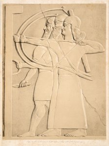 Two archers and a Shieldbearer, from Monuments of Nineveh by Austen Henry Layard