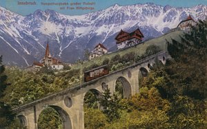 Innsbruck - funicular railway and viaduct. Postcard sent in 1913 by Austrian Photographer