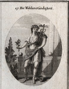 Allegory of decency. Young man with a lion