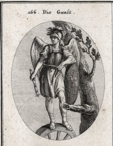 Allegory of Favor Derived from Virtue Symbolized by Armor and Wings, of Fortune Represented by the Wheel and the Hazard Represented by the Shield on Which Arion