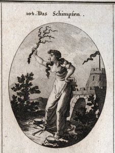 Allegory of Repressive Insult with a Forked Tongue. She Holds a Rod of Thorns in One Hand and Has Her Feet Scales to Show That She Acts Against Equitability. Engraving in 