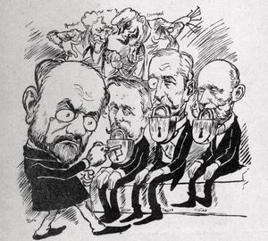 Emile Zola Tries to Unlock the Locks that Close the Mouths of Presidents Jean Casimir-Perier and Felix Faure as well as President of the Council Jules Meline, While in the Background, Henri Rochefort Told Com by Austrian School