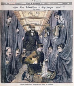 English customs officials examining luggage in a sleeper car by Austrian School