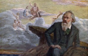 Postcard Depicting Johannes Brahms Composing His 1st Symphony Op.68 by Austrian School