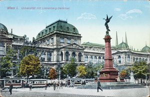 Postcard depicting the University of Vienna and the Liebenberg Monument by Austrian School
