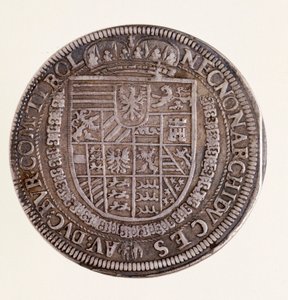 Silver Coin (Thaler) from Tyrol: Reign of Emperor Rudolf II (1552-1612). Diam. 4 cm Naples, Museo Archeologico Nazionale