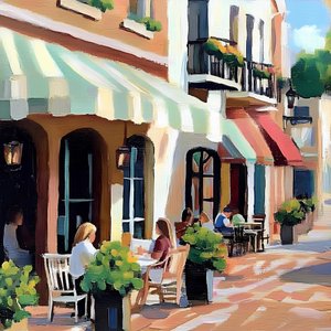 Charming European Street Cafe