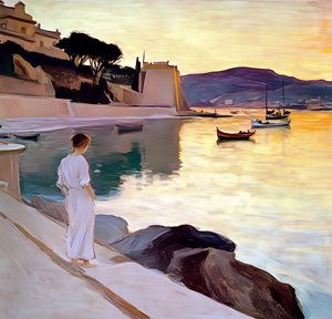 Coastal Woman at Sunset