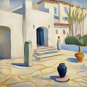 Elegant Woman Courtyard