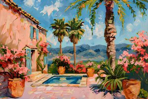 Mediterranean Poolside Garden