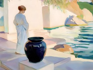 Serene Woman Blue Vase