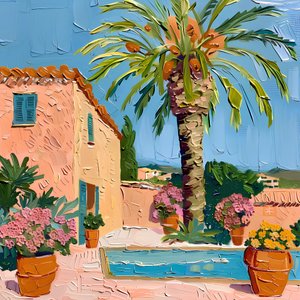Vibrant Mediterranean Courtyard