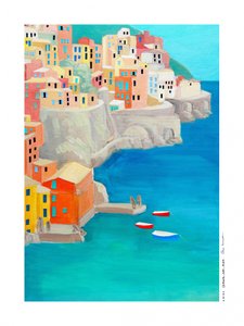 Colorful Coastal Village by Awol Art Alex