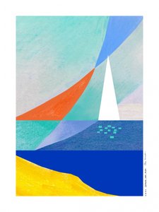 Geometric Ocean Sailboat by Awol Art Alex