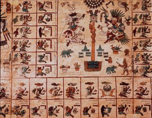 Representation of Aztec deities and calendar boxes (Page of the Codex Borbonicus) by Aztec