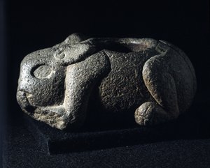 Aztec art: Ometochtli, god rabbit boss of drunkenness by Aztec Aztec