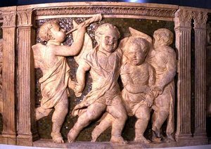 Post-restoration panel No.VI from the exterior pulpit of Prato Cathedral by B. di Donatello and Michelozzo