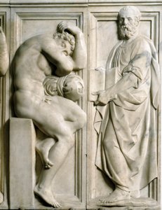 Prophet and Ignudo Low Marble Relief by Baccio Bandinelli by Baccio Bandinelli