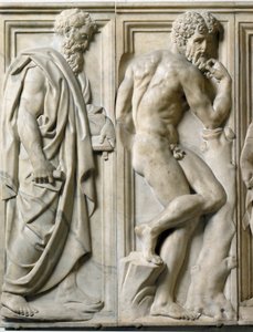 Prophet and Ignudo Low Marble Relief by Baccio Bandinelli by Baccio Bandinelli