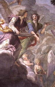 Christ served by Angels (detail) by Baldassare  Franceschini
